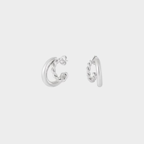Oorbellen duo creool zilver