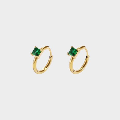 Oorbellen square crystal groen