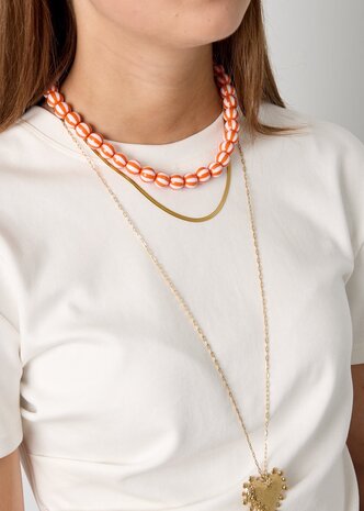 Ketting kraal streep oranje