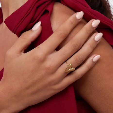 Ring hart goud geborsteld