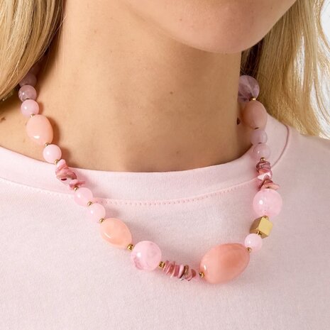 Ketting kraal resin roze