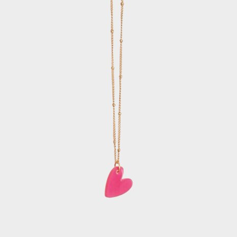 Ketting hart acryl fuchsia