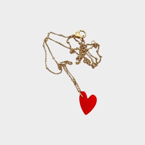 Ketting hart acryl rood
