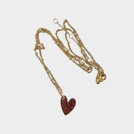 Ketting hart acryl bruin