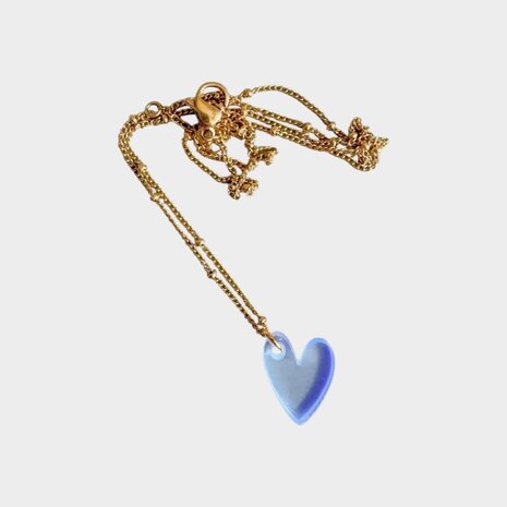 Ketting hart acryl blauw