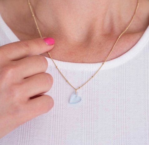 Ketting hart acryl blauw