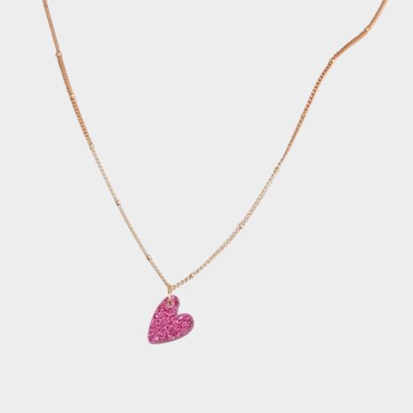 Ketting hart acryl roze