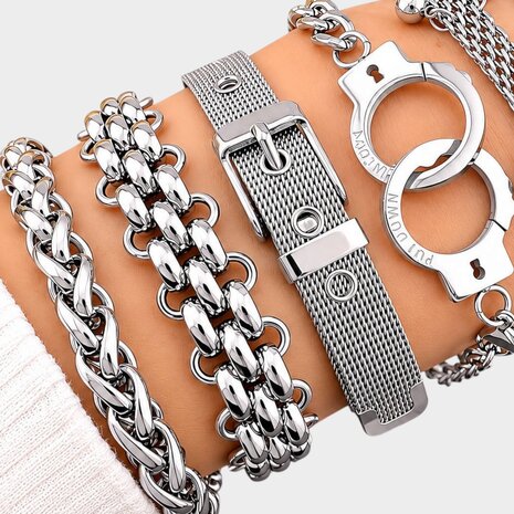 Armband schakel grof zilver