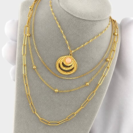 Ketting trio staal goud