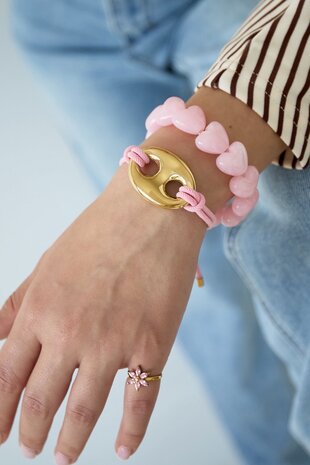 Armband boon staal bordeaux