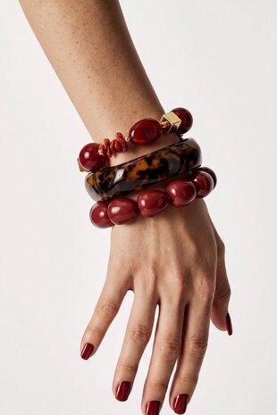 Armband resin square bruin