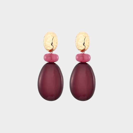 Oorbellen trio druppel bordeaux