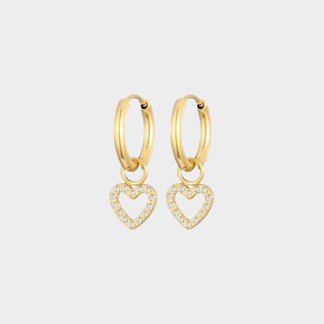 Oorbellen creool crystal hart