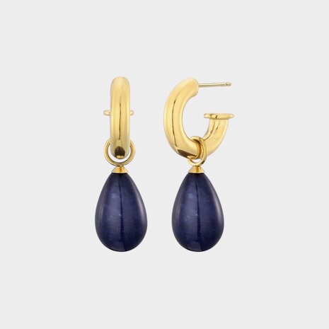 Oorbellen druppel resin blauw