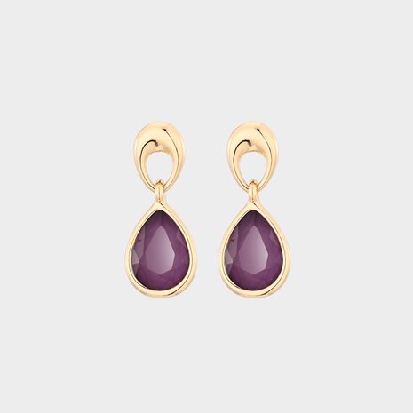 Oorbellen drop crystal paars