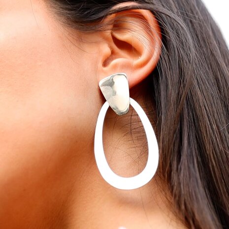 Oorbellen ovaal staal goud