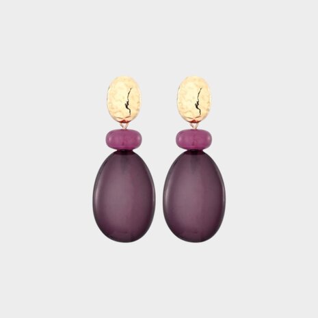 Oorbellen trio druppel paars