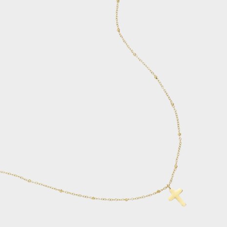 Ketting kruis staal goud
