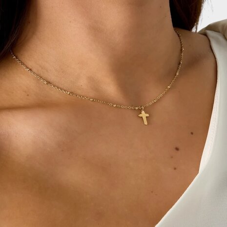 Ketting kruis staal goud