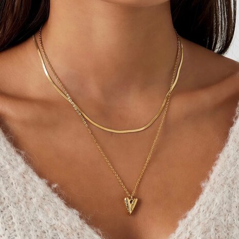 Ketting dubbel geborsteld hart
