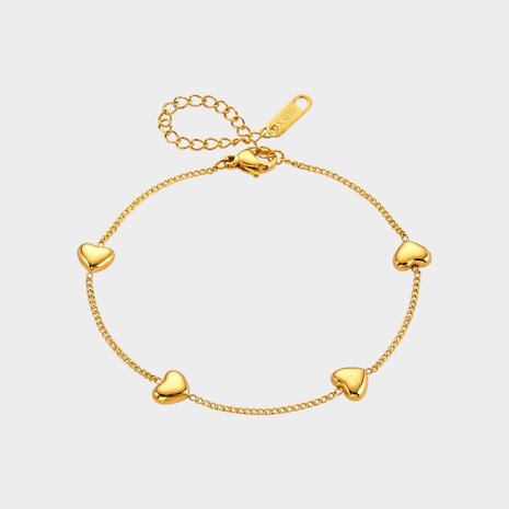 Armband staal hart goud