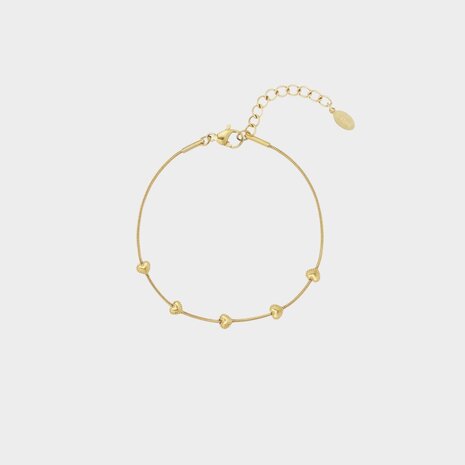 Armband goud hartjes staal