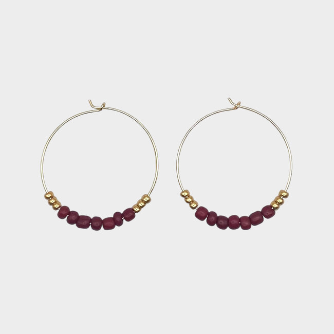 Oorbellen rocaille bordeaux