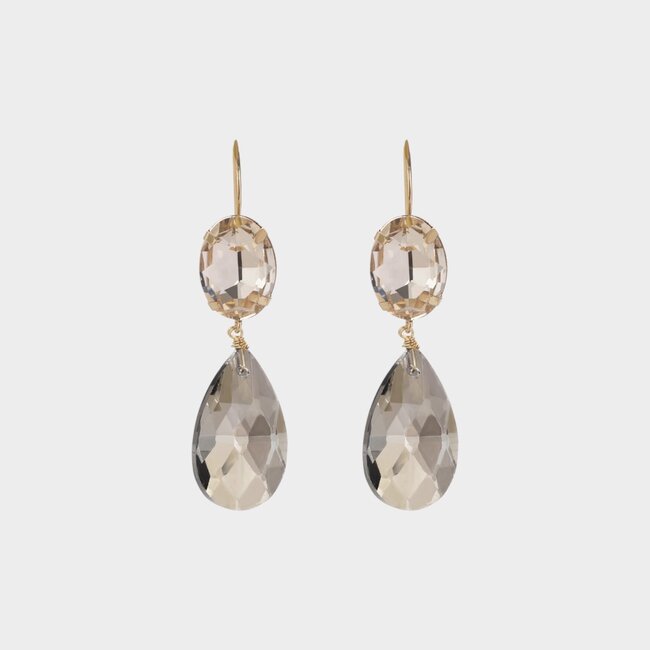 Oorbellen haak crystal taupe