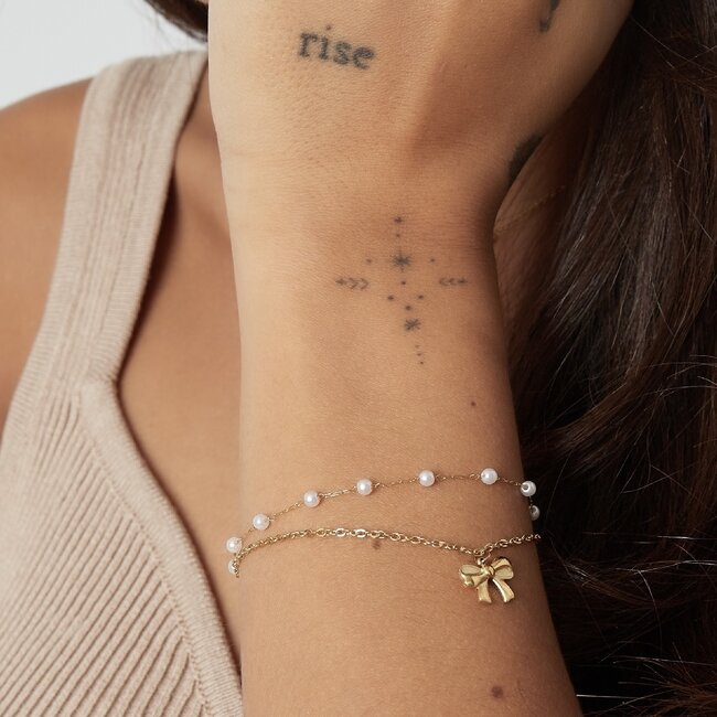Armband schakel strik parel