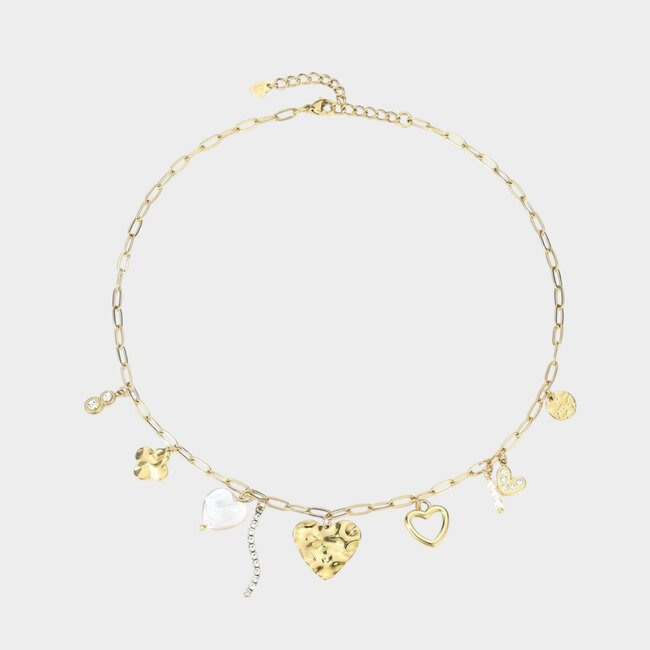 Ketting bedel hart wit