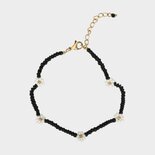 Armband staal zwart bloem 