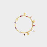 Armband staal bedel paars