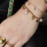 Armband staal bedel paars