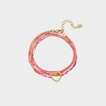 Armband touw staal roze