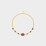 Armband staal steen bruin
