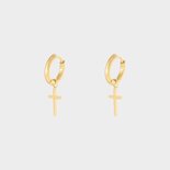 Oorbellen creool staal kruis