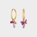 Oorbellen creool steen paars