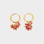 Oorbellen tros kraal fuchsia