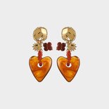 Oorbellen knop hart roestbruin