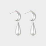 Oorbellen dubbel drop zilver