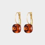 Oorbellen crystal haak cognac