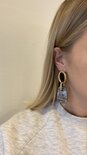 Oorbellen resin mozaïek grijs