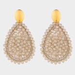 Oorbellen crystal draad beige