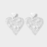 Oorbellen hart bloem zilver