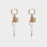 Oorbellen kraal bloem roze