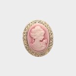 Broche camee vrouw oudroze
