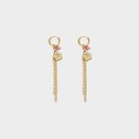 Oorbellen bloem ketting fuchsia