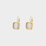 Oorbellen square haak beige