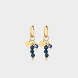 Oorbellen trio kraal blauw
