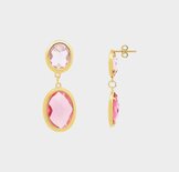 Oorbellen ovaal crystal roze